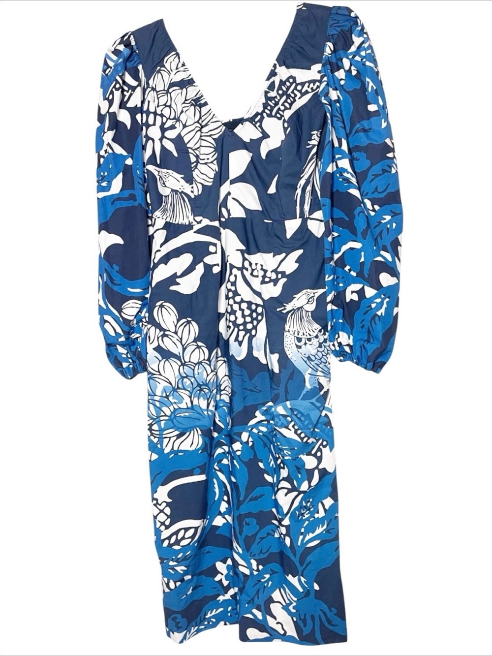 Anthropologie Roopa Pemmaraju Bird Floral Cotton Midi Dress Small Boho Resort - Picture 4 of 10